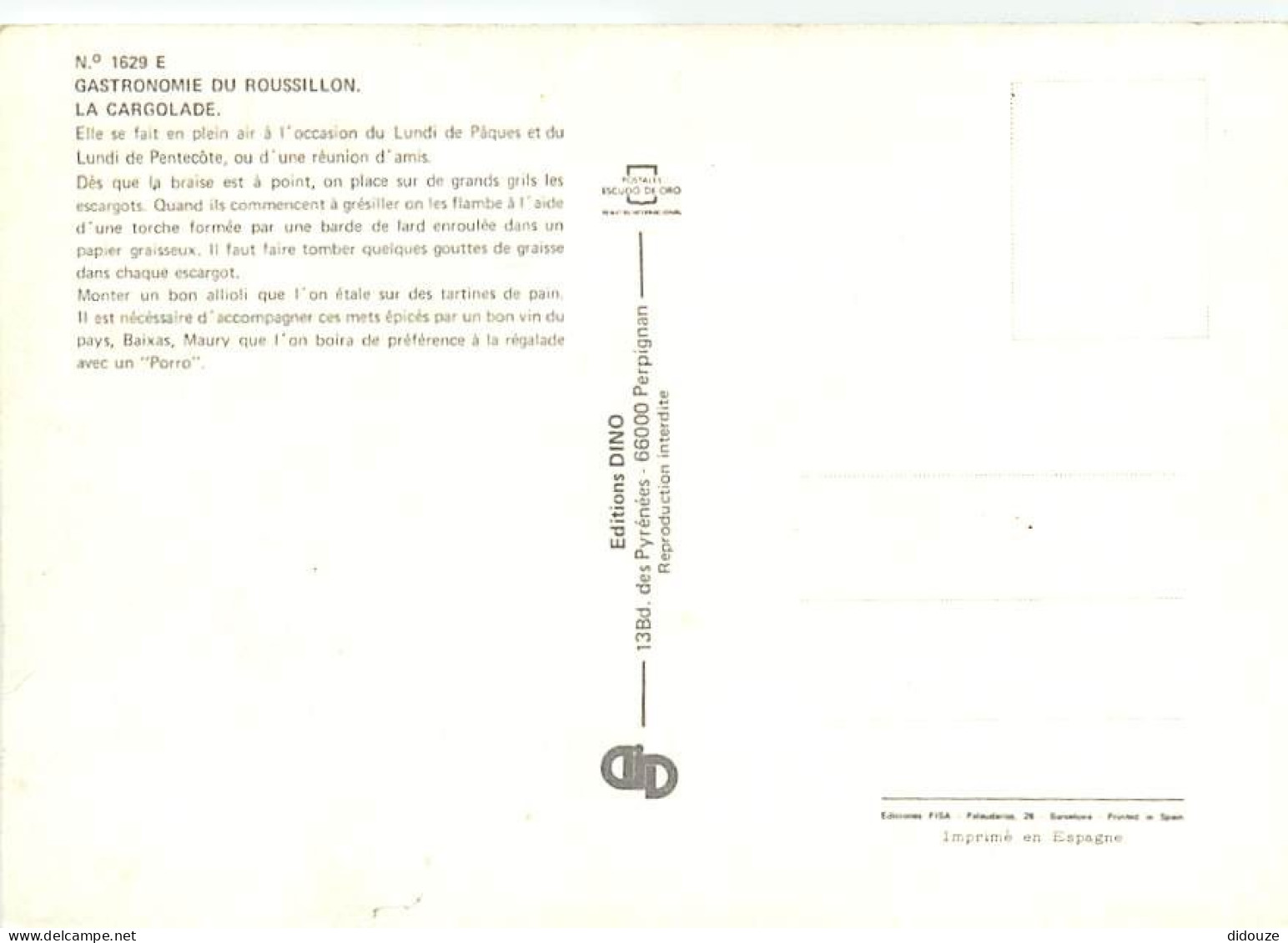 Recettes De Cuisine - Cargolade - Carte Neuve - Gastronomie - CPM - Voir Scans Recto-Verso - Recettes (cuisine)