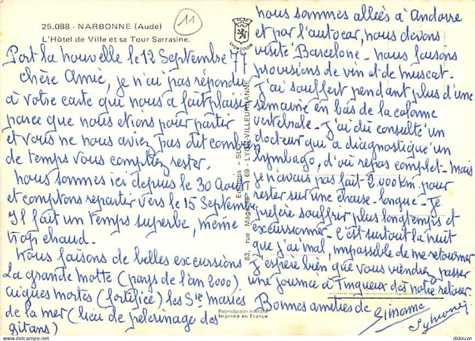 Automobiles - Narbonne - L'Hôtel De Ville Et Sa Tour Sarrasine - CPM - Voir Scans Recto-Verso - Passenger Cars