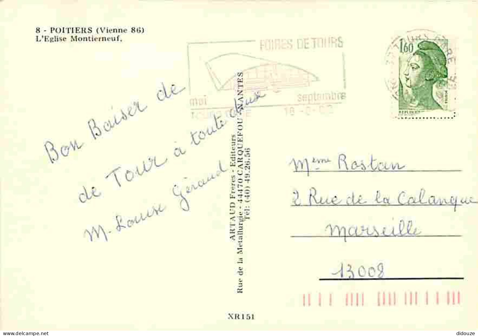 86 - Poitiers - L'Eglise Montierneuf - Flamme Postale Des Foires De Tours - CPM - Voir Scans Recto-Verso - Poitiers
