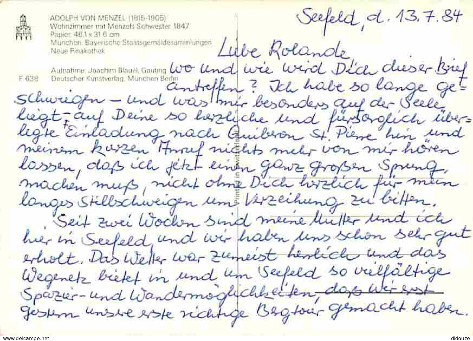 Art - Peinture - Adolph Von Menzel - Wohnzimmer Mit Menzels Schwester - CPM - Voir Scans Recto-Verso - Malerei & Gemälde