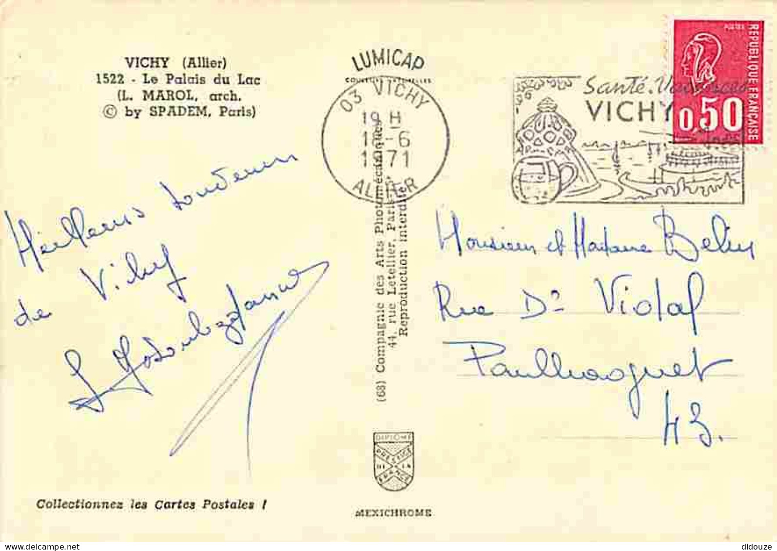 03 - Vichy - Le Palais Du Lac - Drapeaux - Flamme Postale - CPM - Voir Scans Recto-Verso - Vichy