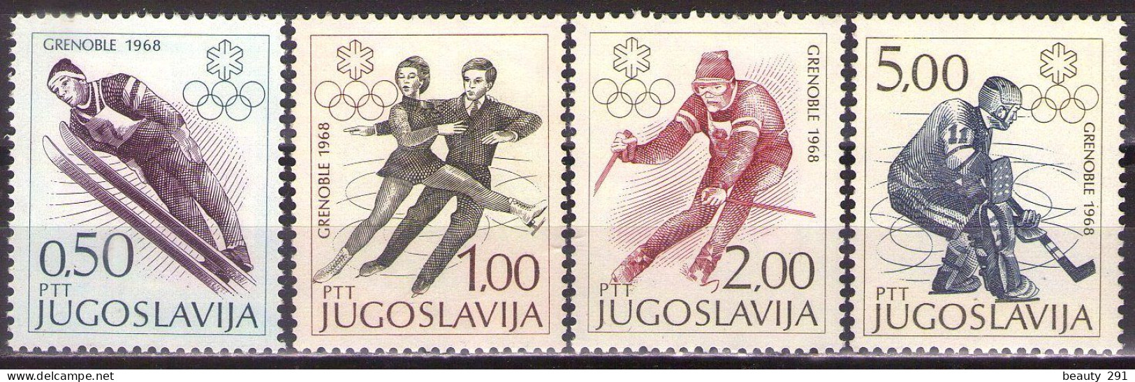 Yugoslavia 1968 - Sport, Winter Olimpic Games In Grenoble - Mi 1262-1265 - MNH**VF - Unused Stamps