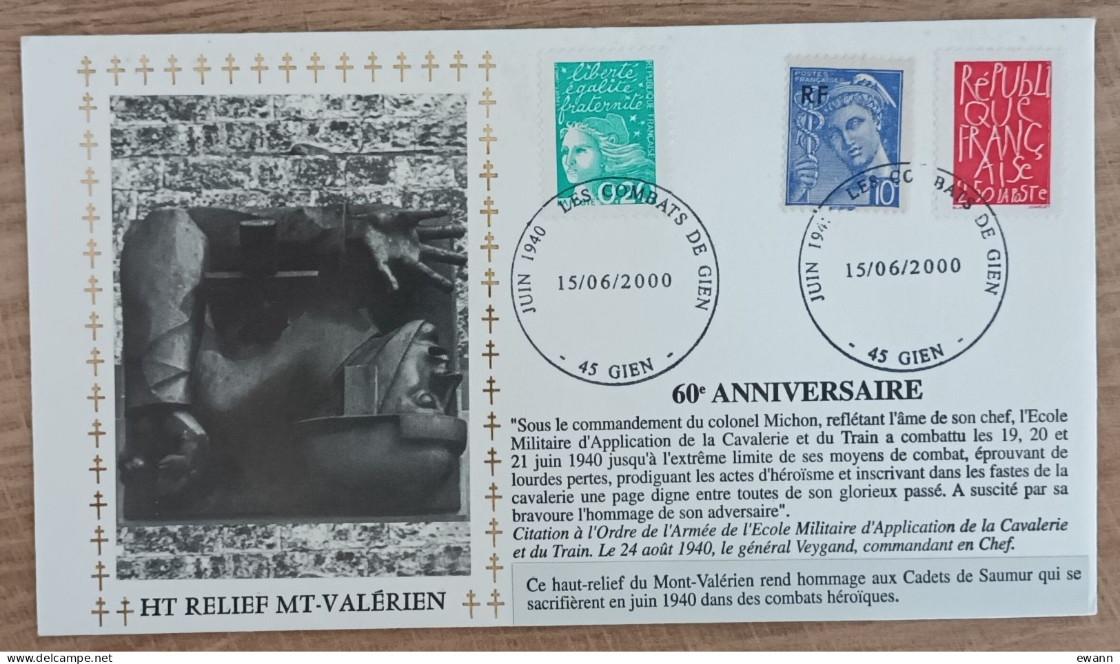 YT N°2775 - LES COMBATS DE GIEN - 2000 - Storia Postale