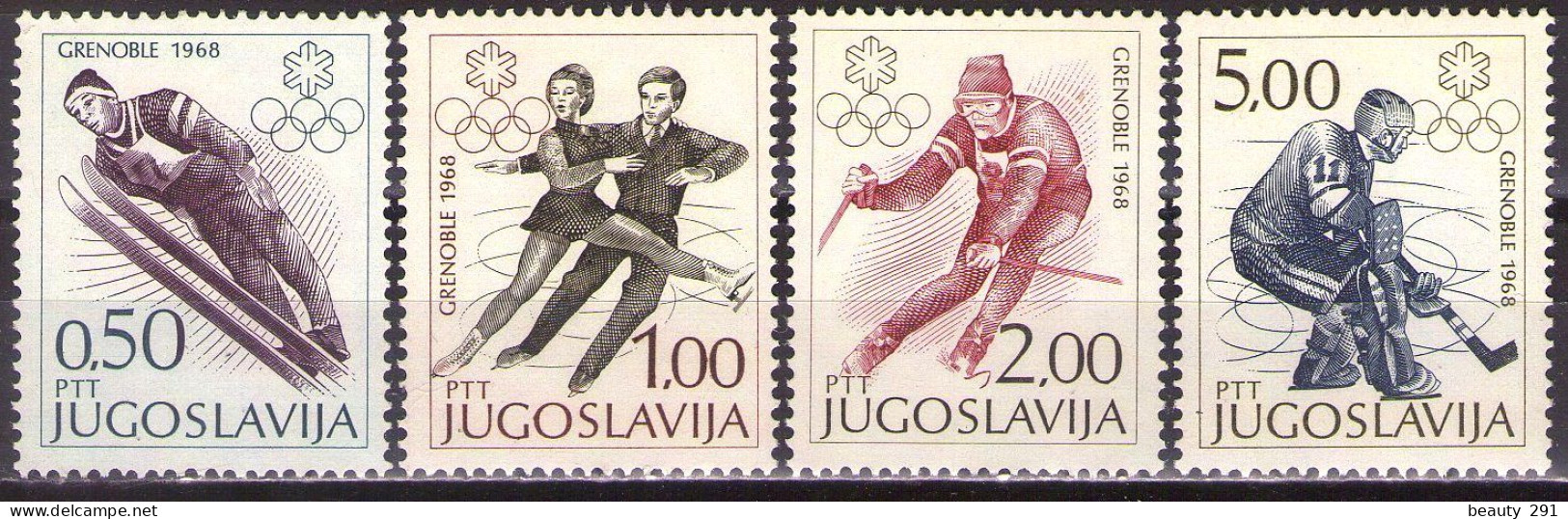 Yugoslavia 1968 - Sport, Winter Olimpic Games In Grenoble - Mi 1262-1265 - MNH**VF - Unused Stamps