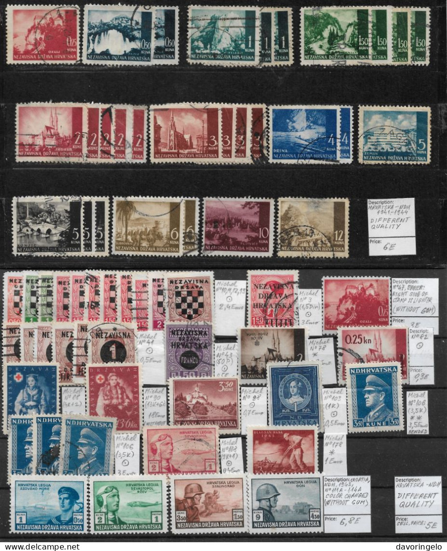 Croatia-NDH, Various Stamps (year 1941-1944) - Croazia