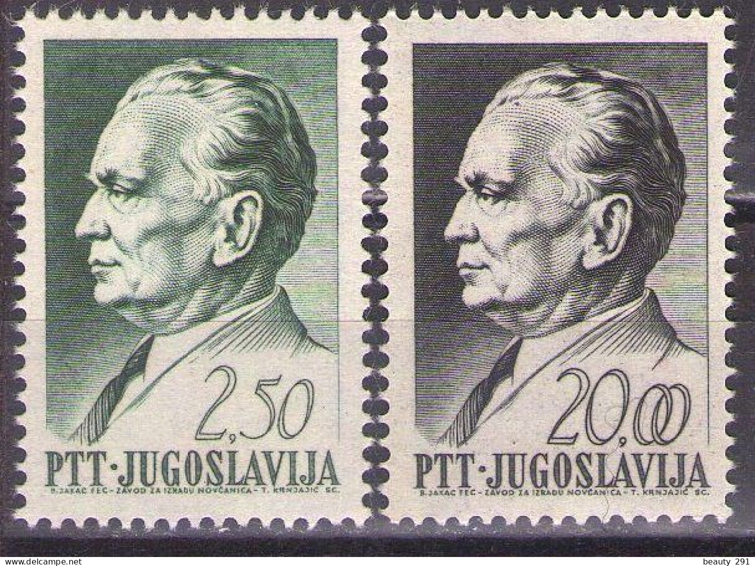 Yugoslavia 1968 - Definitive-Tito - Mi 1288-1289 - MNH**VF - Nuevos