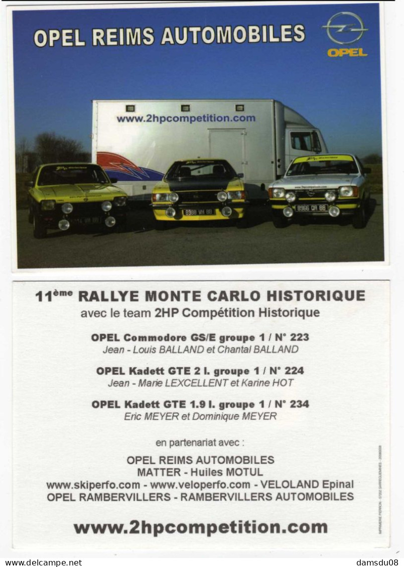 CPM Opel Reims Automobiles 11eme Rallye Monte Carlo Historique - Rallye