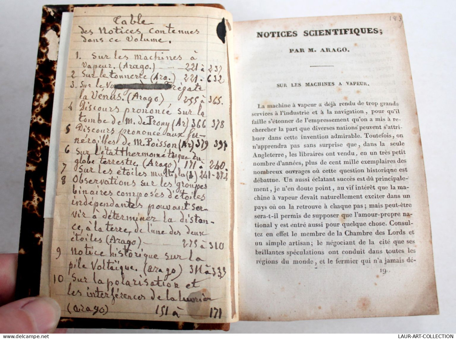 10 NOTICES SCIENTIFIQUES En 1 VOLUME Par M. ARAGO - MACHINE A VAPEUR, TONNERRE.., LIVRE ANCIEN XIXe SIECLE (2204.120) - Wissenschaft