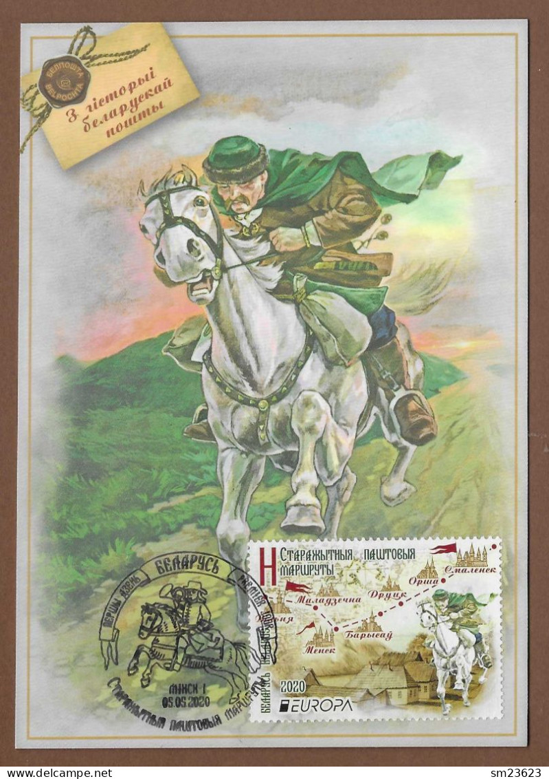 Belarus / Weißrussland  2020 Mi.Nr. 1339 , EUROPA CEPT / Historische Postwege - Maximum Card - Premier Jour 05.05.2020 - 2020