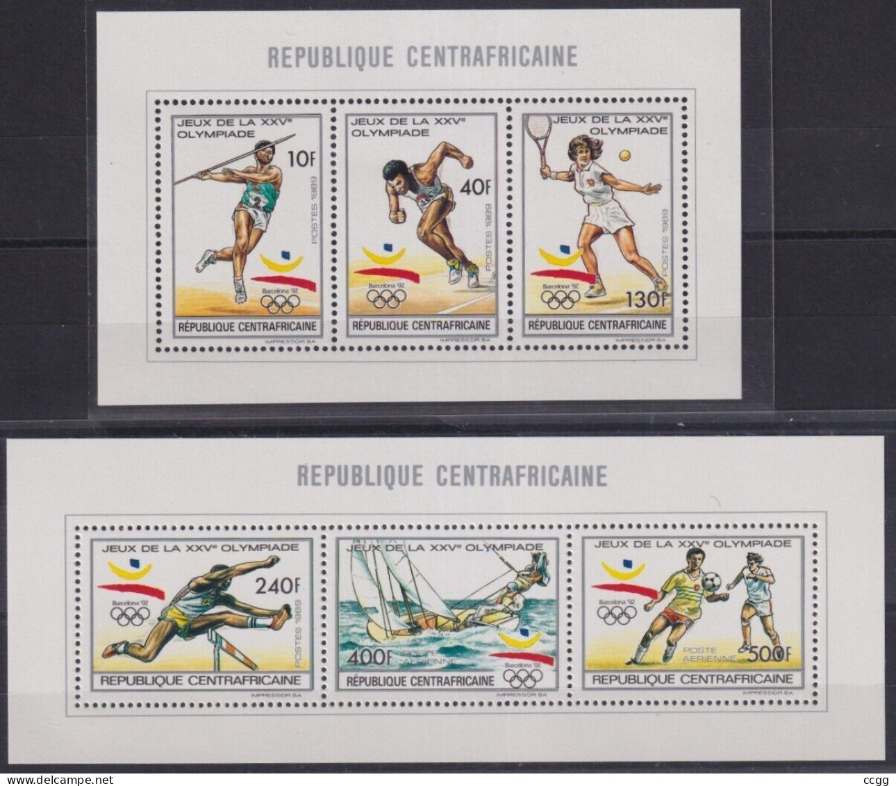 Olympische Spelen  1992 , Centraal Afrika - Zegels In 2 Blokken Postfris - Estate 1992: Barcellona