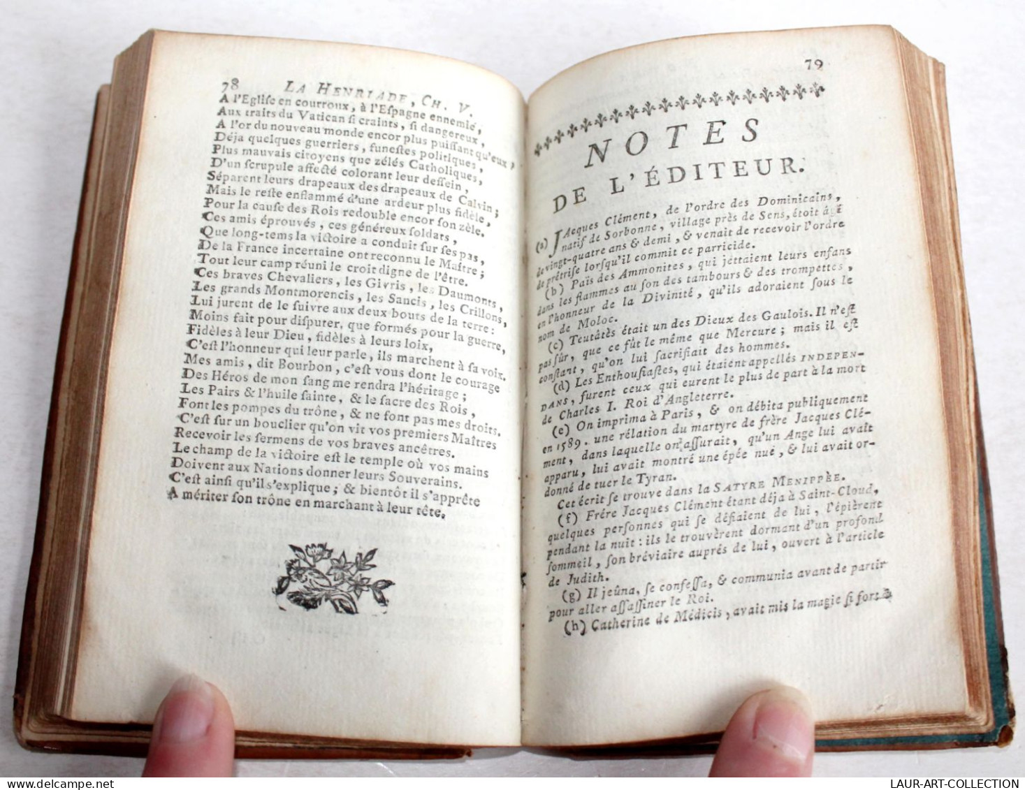 RARE EDITION DE 1773! VOLTAIRE, LA HENRIADE EN DIX CHANTS + FRONTISPICE HENRY IV, LIVRE ANCIEN XVIIIe SIECLE (2204.121) - 1701-1800