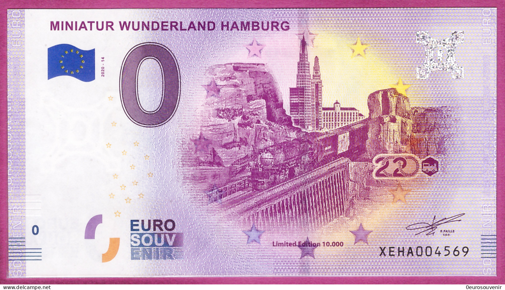 0-Euro XEHA 2020-14 MINIATUR WUNDERLAND HAMBURG - DAMPFLOK USA - Essais Privés / Non-officiels