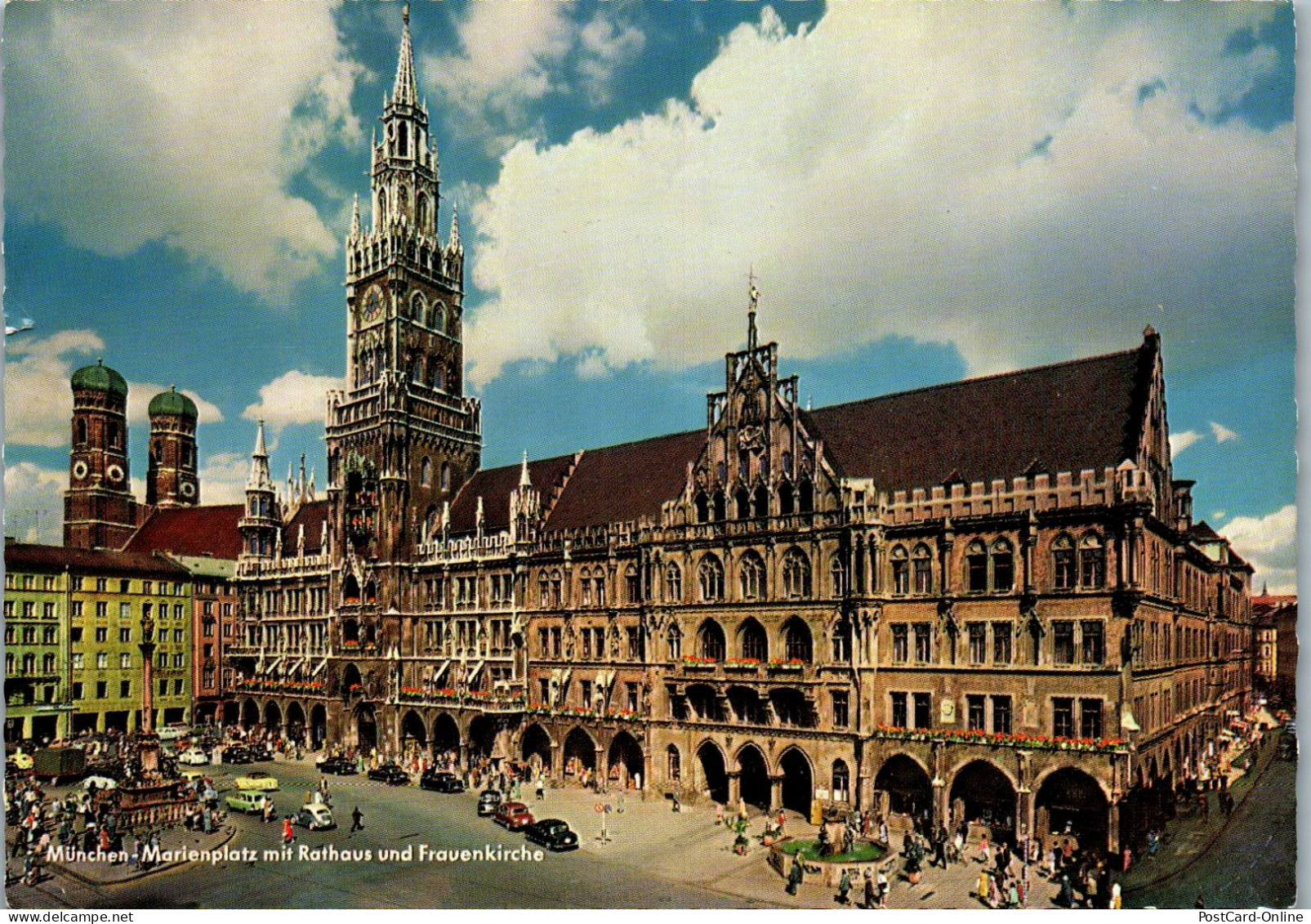 51695 - Deutschland - München , Marienplatz Mit Rathaus Und Frauenkirche - Gelaufen 1964 - München