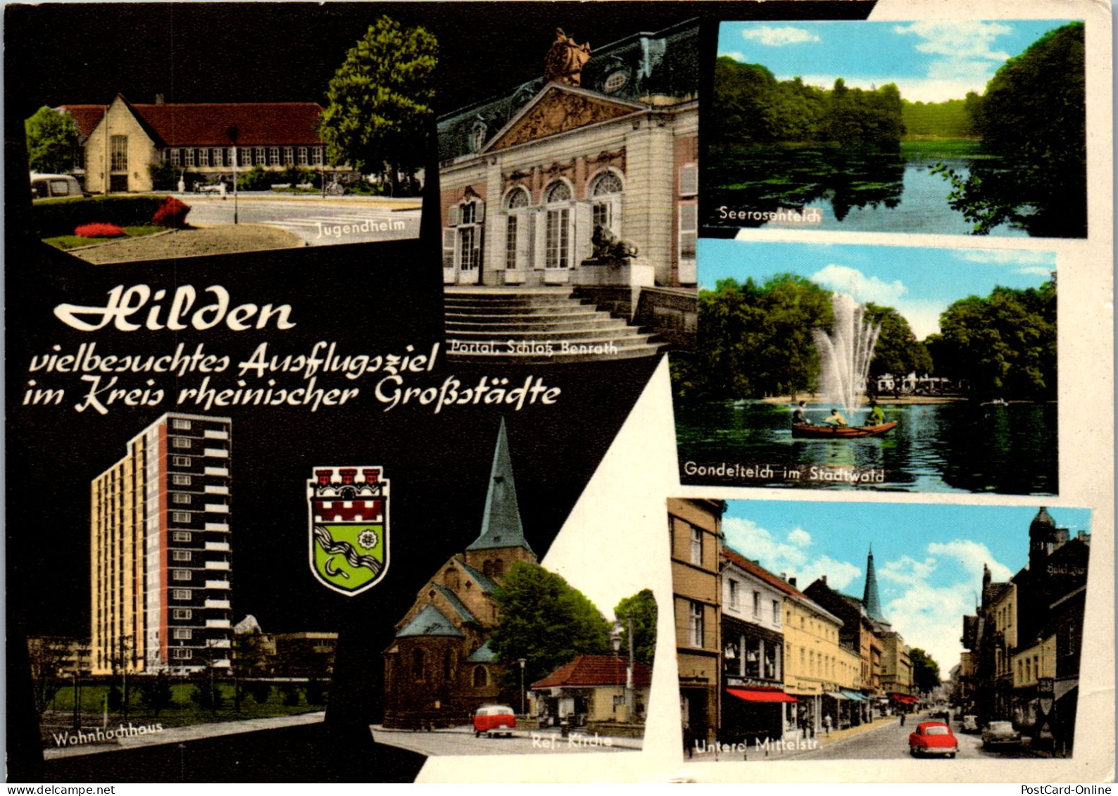 51659 - Deutschland - Hilden , Wohnhochhaus , Seerosenteich , Untere Mittelstraße - Gelaufen 1973 - Hilden