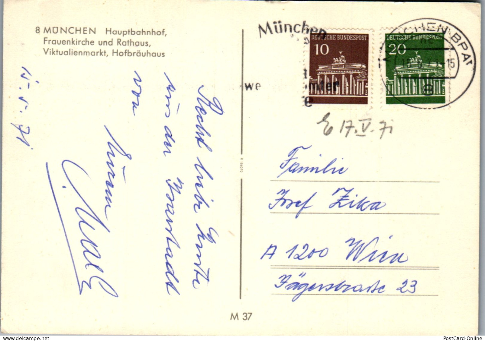 51596 - Deutschland - München , Olympiastadt , Hauptbahnhof , Viktualienmarkt , Hofbräuhaus - Gelaufen 1971 - Muenchen