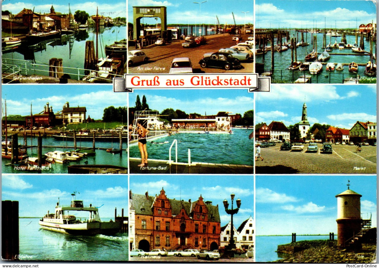 51513 - Deutschland - Glückstadt , Fortuna Bad , Elbfähre , Markt , Binnenhafen , Hotel Fährhaus - Gelaufen 1980 - Glueckstadt