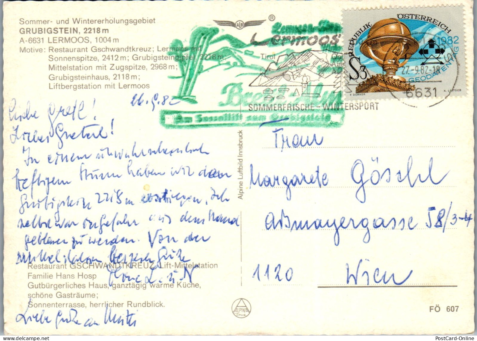 51492 - Tirol - Lermoos , Grubigstein , Mehrbildkarte - Gelaufen 1982 - Lermoos