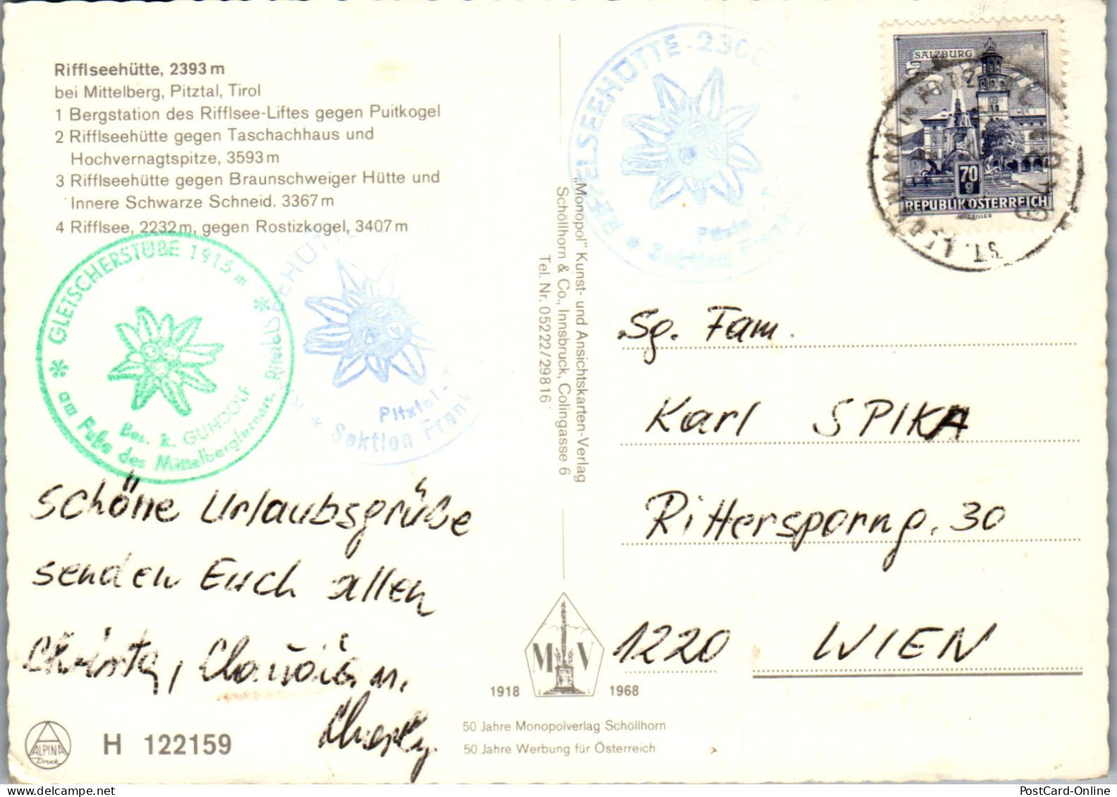 51481 - Vorarlberg - Mittelberg , Pitztal , Rifflseehütte , Mehrbildkarte - Gelaufen  - Bregenz