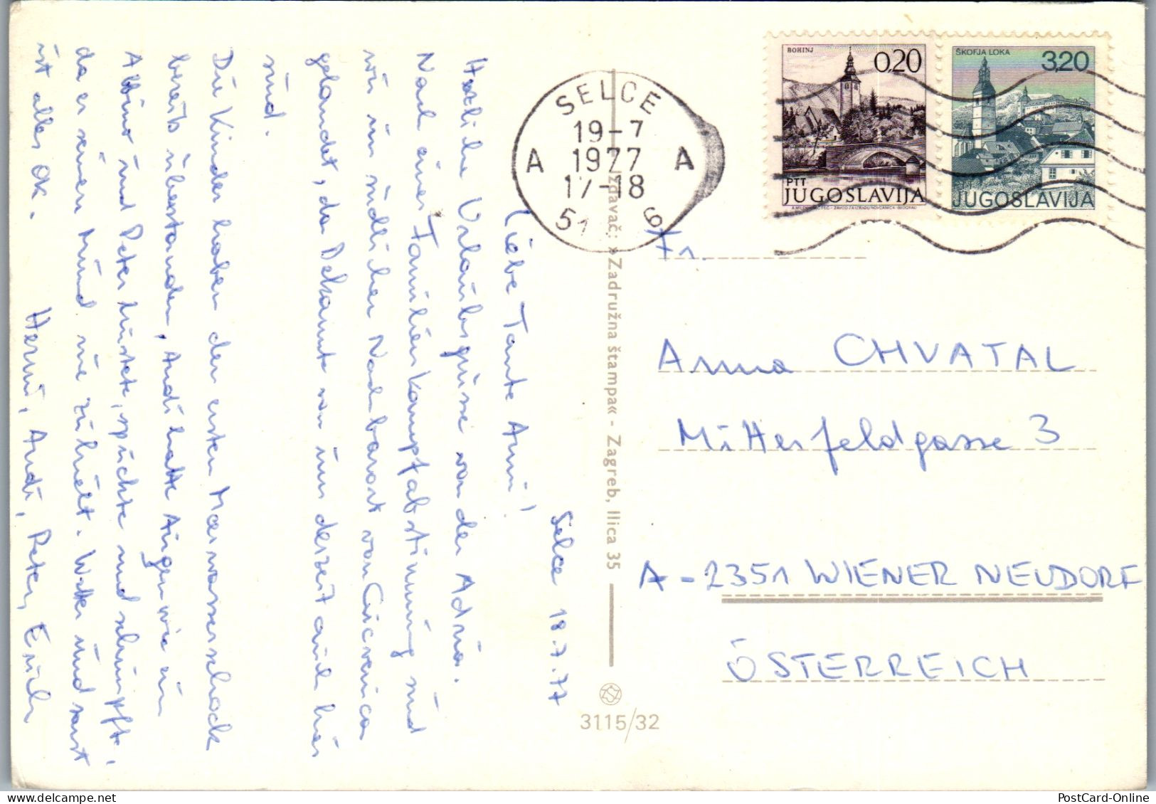 51408 - Kroatien - Selce , Hotel Varazdin - Gelaufen 1977 - Kroatien