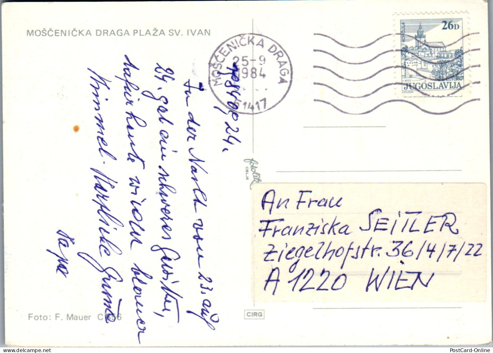 51327 - Kroatien - Moscenicka Draga , Plaza Sv. Ivan - Gelaufen 1984 - Croazia