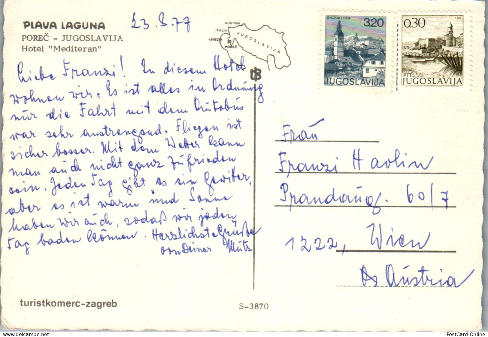 51286 - Kroatien - Porec , Plava Laguna , Hotel Mediteran - Gelaufen 1977 - Kroatien