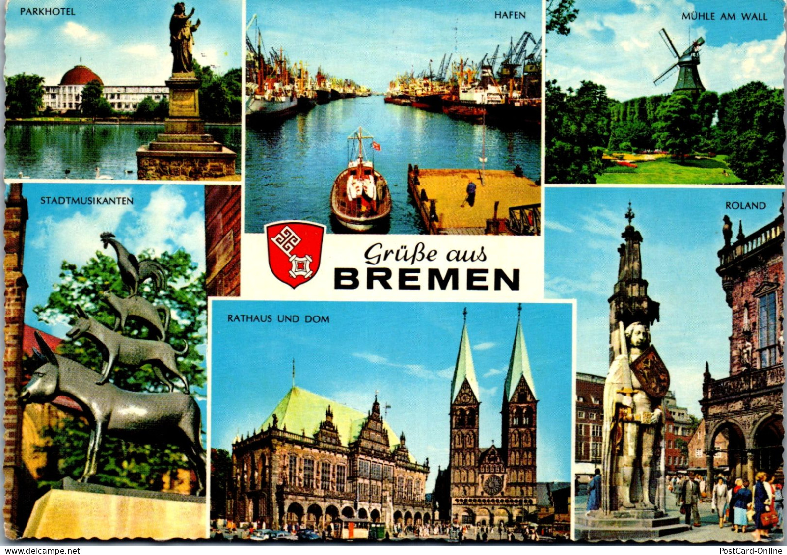 51260 - Deutschland - Bremen , Parkhotel , Stadtmusikanten , Hafen , Roland , Mühle Am Wall - Gelaufen 1965 - Bremen