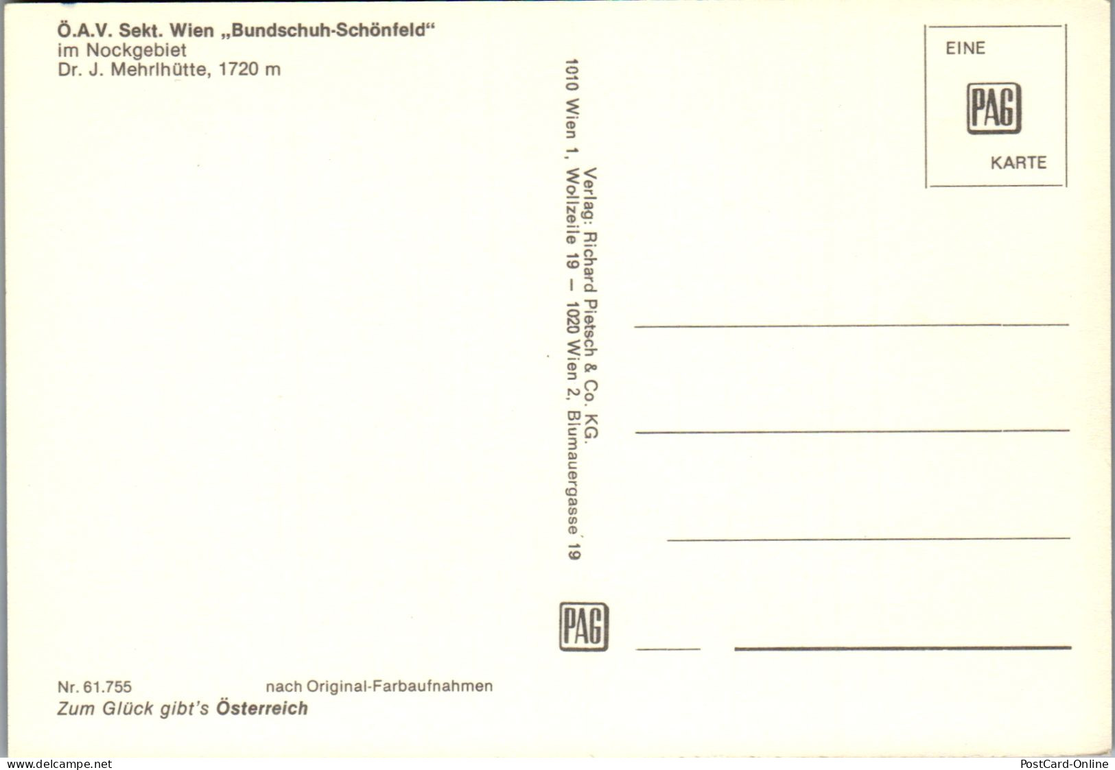 51993 - Salzburg - Schönfeld , Dr. J. Mehrlhütte , Nockgebiet , Nockberge - Nicht Gelaufen  - Sonstige & Ohne Zuordnung