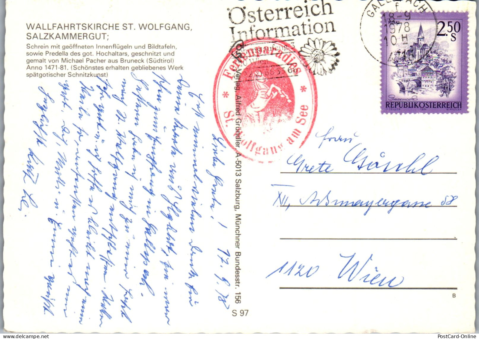 51868 - Oberösterreich - St. Wolfgang , Wallfahrtskirche St. Wolfgang Am See - Gelaufen 1978 - Kirchen Und Klöster