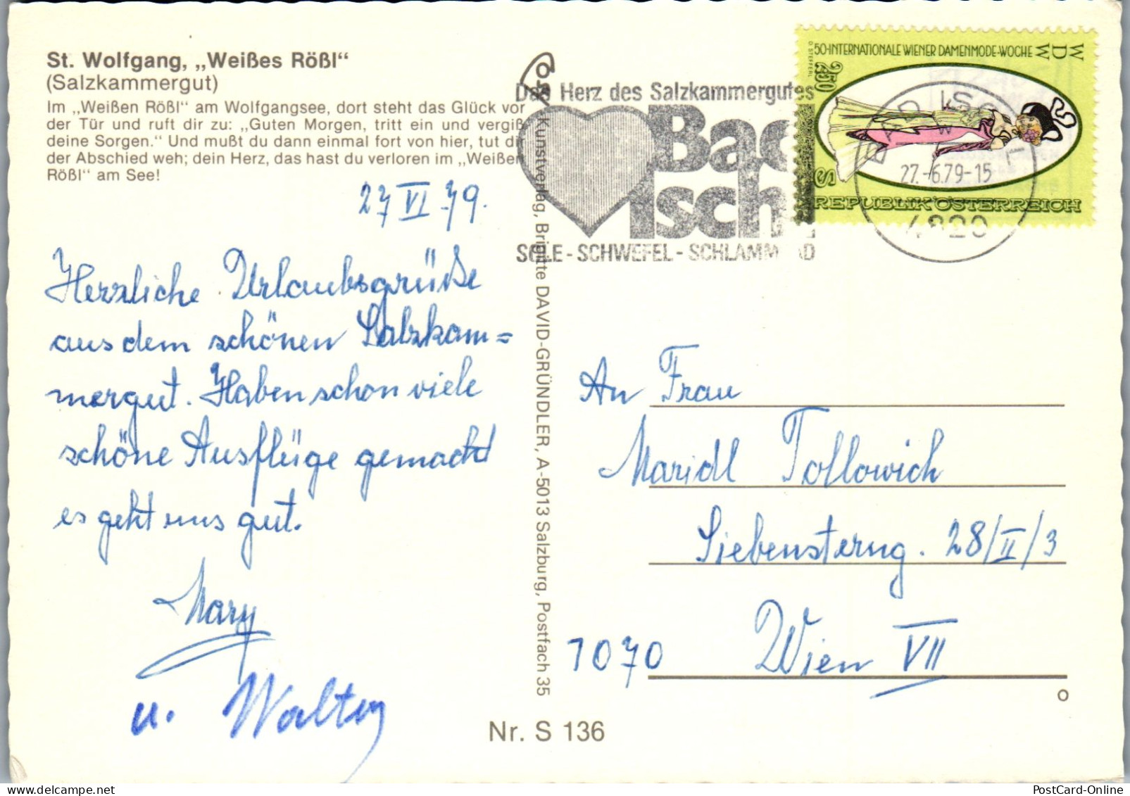 51862 - Oberösterreich - St. Wolfgang , Weißes Rößl - Gelaufen 1979 - St. Wolfgang