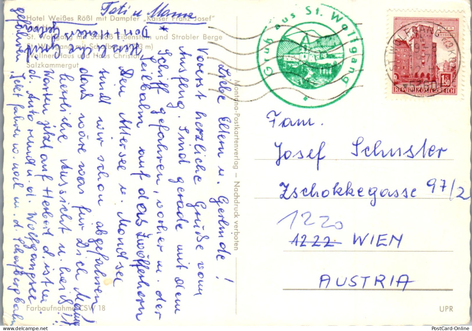 51860 - Oberösterreich - St. Wolfgang , Hotel Weißes Rößl Mit Dampfer Kaiser Franz Josef , Mehrbildkarte - 1971 - St. Wolfgang