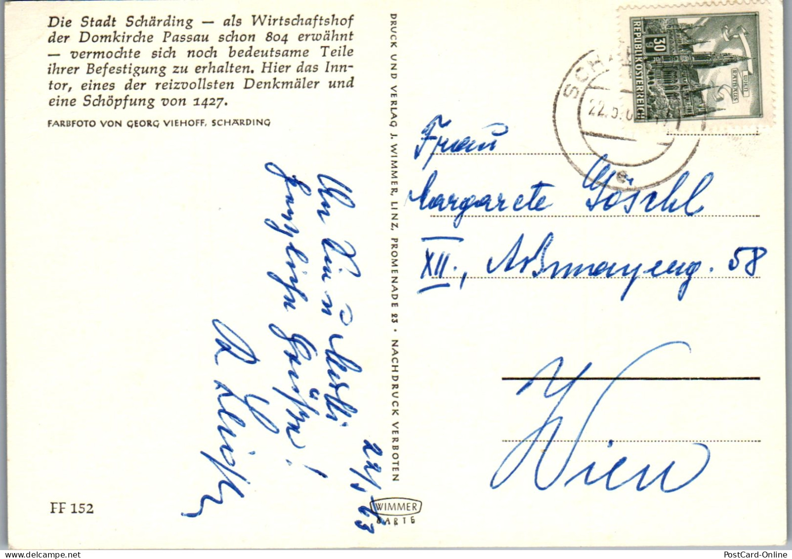 51856 - Oberösterreich - Schärding , Ansicht Aus Der Stadt - Gelaufen 1963 - Schärding