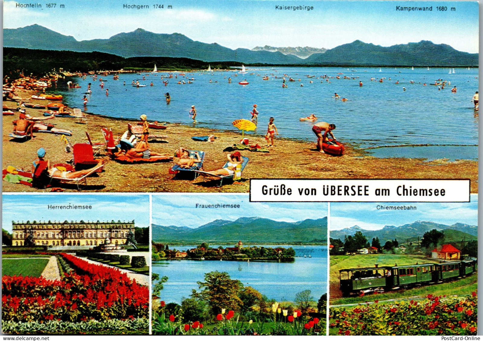 51837 - Deutschland - Chiemsee , Übersee Feldwies , Mehrbildkarte - Gelaufen 1983 - Chiemgauer Alpen