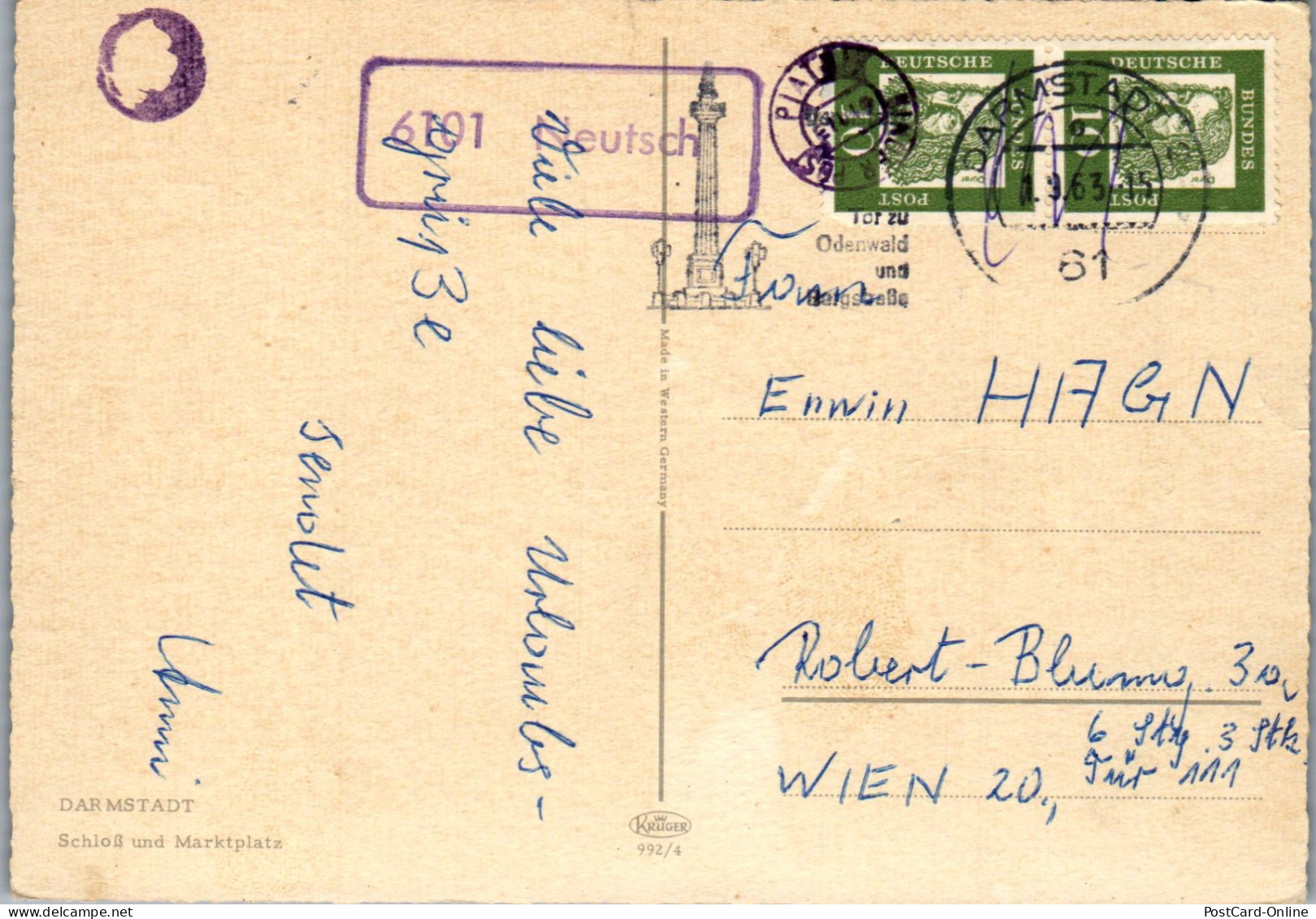 51830 - Deutschland - Darmstadt , Schloß Und Marktplatz - Gelaufen 1963 - Darmstadt