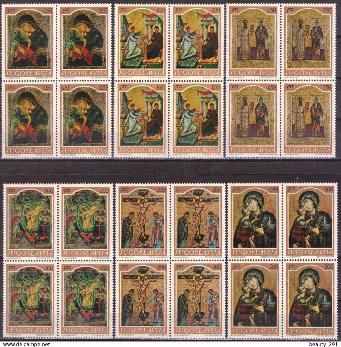 Yugoslavia 1968 - Art - Medieval Icons - Mi 1268-1273 - MNH**VF - Unused Stamps