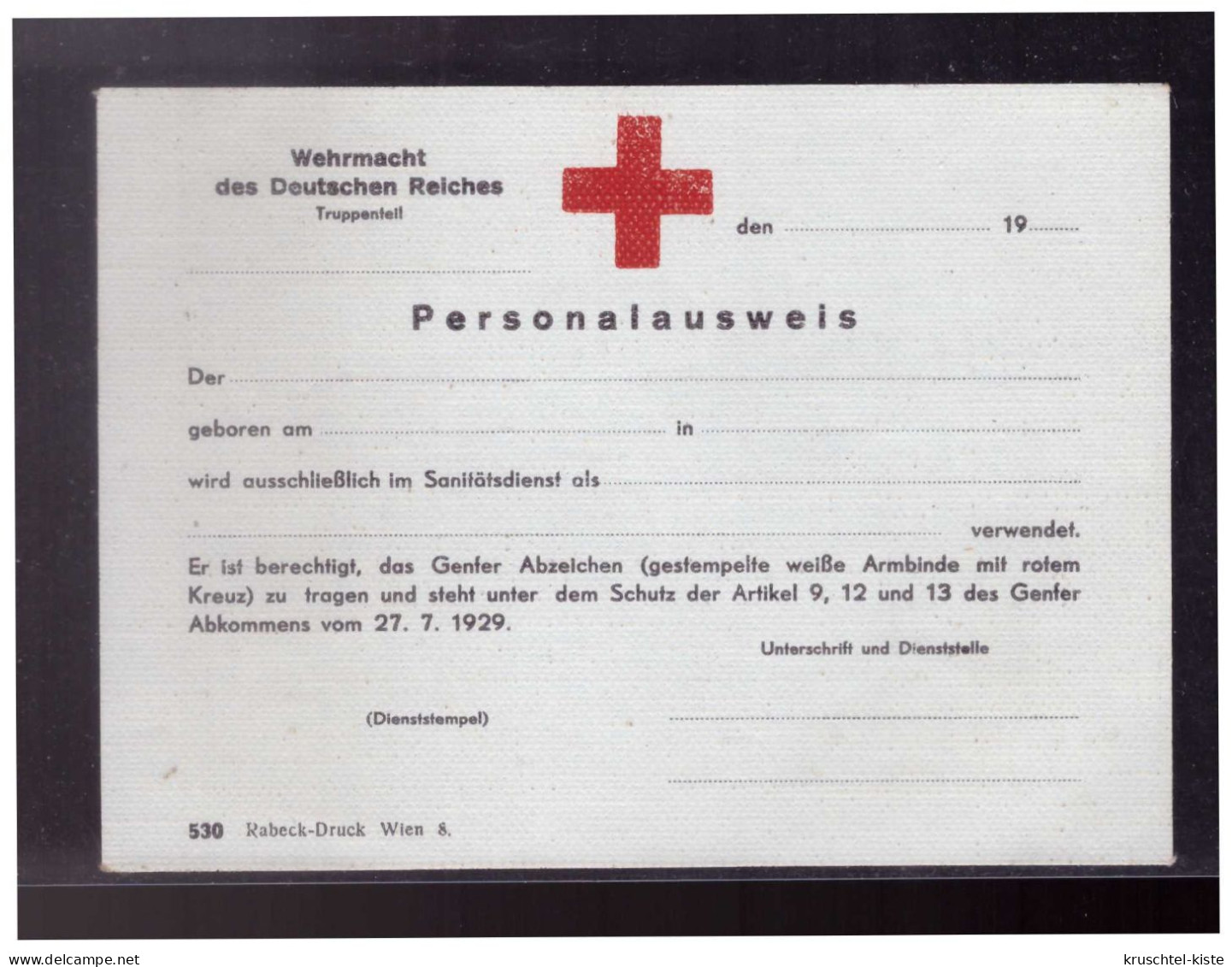 Dt- Reich (024170) Propaganda Wehrmacht Des Deutschen Reiches Personalausweis Vordruck Rotes Kreuz!!, Ungebraucht - Documents Historiques