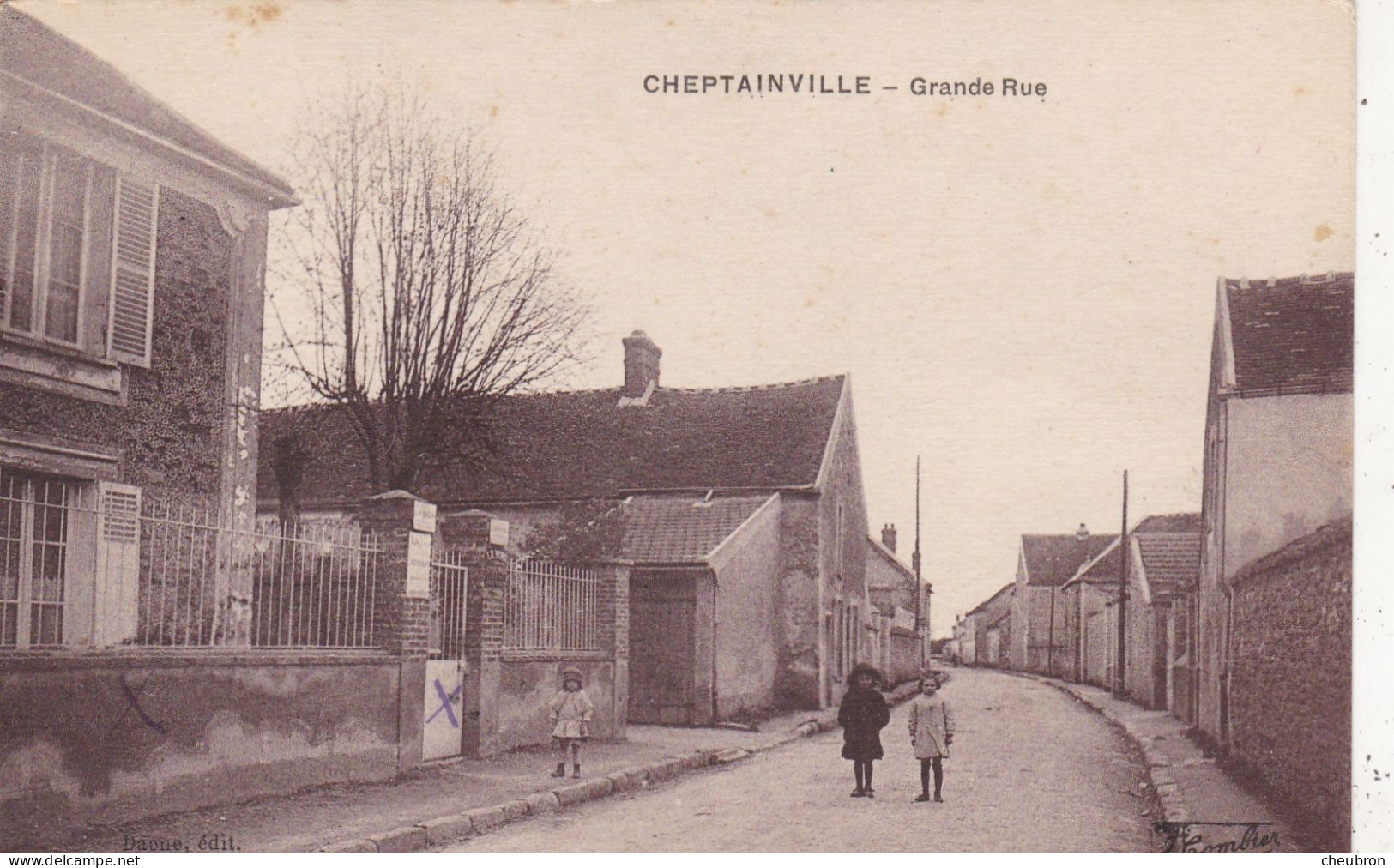 91. CHEPTAINVILLE. CPA . GRANDE RUE. ANIMATION. ENFANTS. + TEXTE - Other & Unclassified