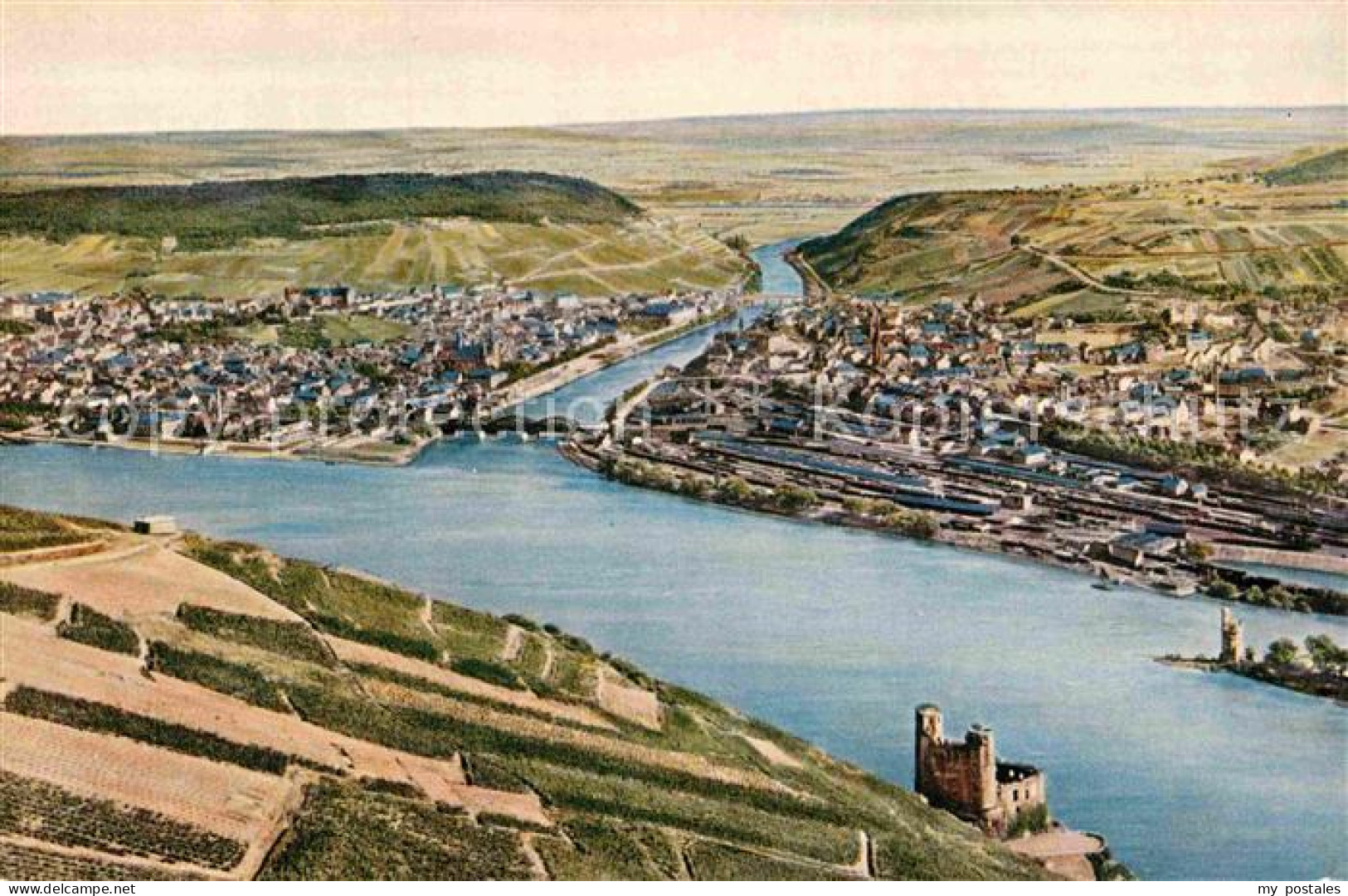 72890365 Bingen Rhein Bingerbrueck Blick Von Der Rassel Ruine Ehrenfels Maeusetu - Bingen