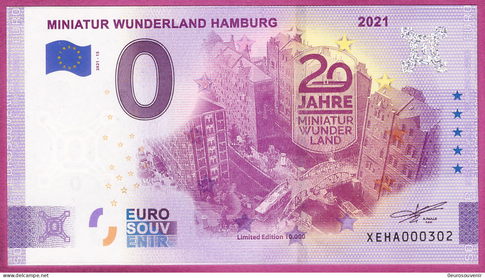 0-Euro XEHA 2021-15 MINIATUR WUNDERLAND HAMBURG - 20 JAHRE 2021 - Essais Privés / Non-officiels