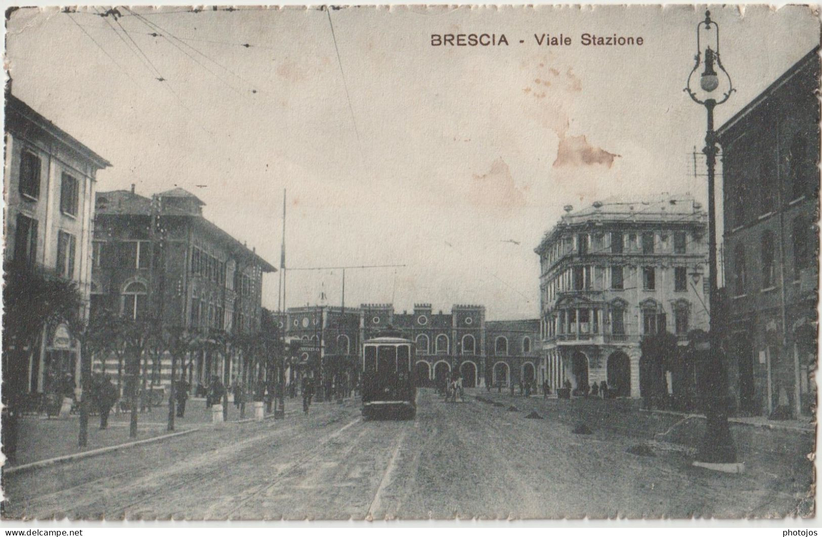 Cartolina  Brescia (Italia) Tram Viale Stazione   Ed Pandini - Brescia