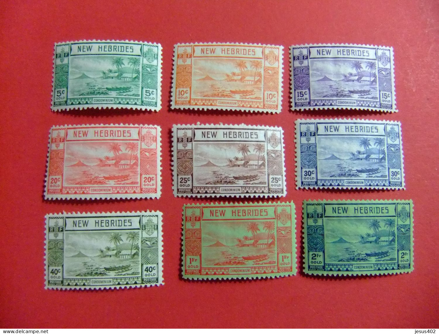 55 NEW HEBRIDES 1938 / SERIE PAISAJES / YVERT 112 / 123 MNH / MH Incompleta - Usati