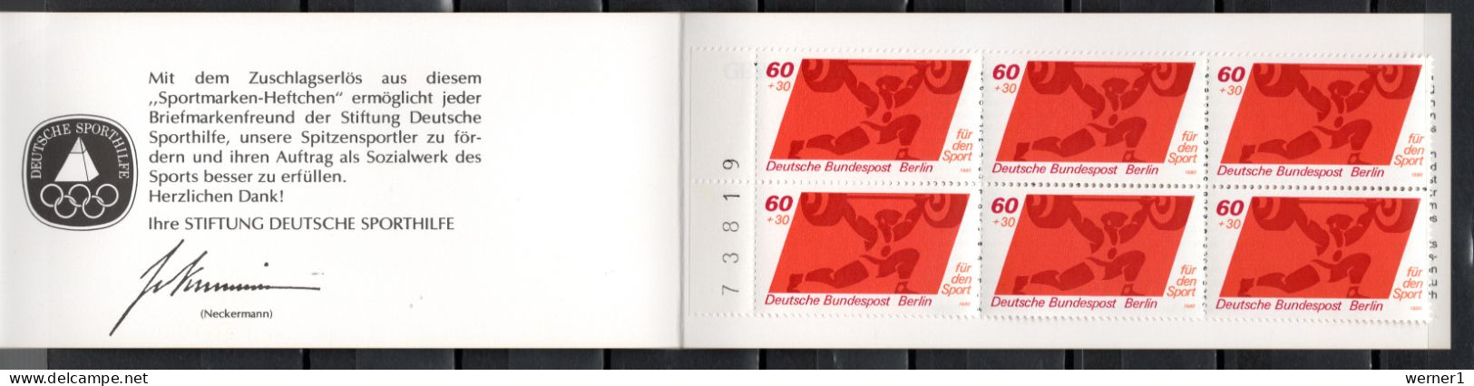 Germany - Berlin 1980 Sport, Weightlifting Stamp Booklet With 6 Stamps MNH - Haltérophilie