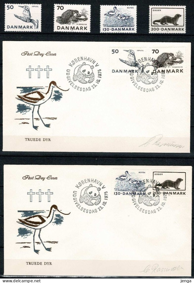 Denmark 1975; Endangered Species; WWF.  4 Stamps MNH(**) And On 2 FDC With Panda Postmark. - FDC