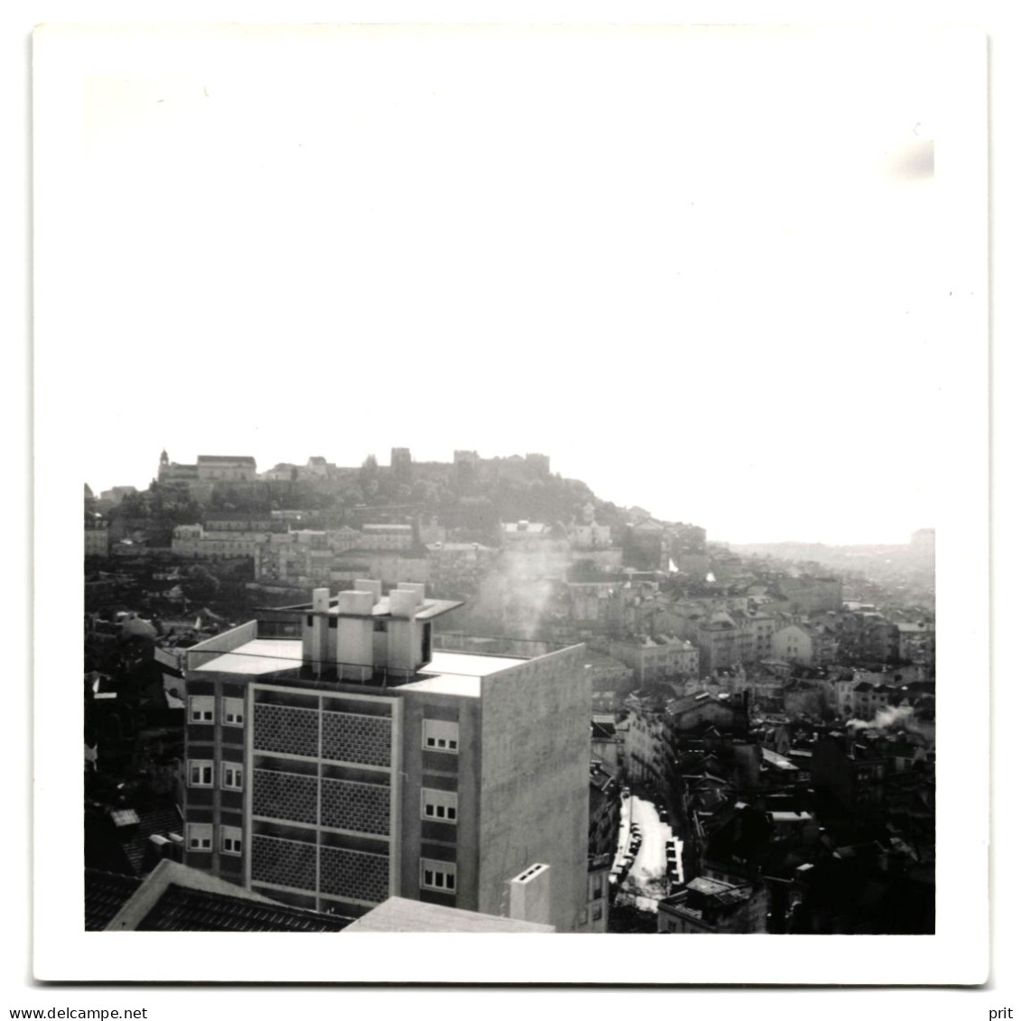 Lisbon Portugal View To São Jorge Castle 1950-60s Small Vintage Photo 9 X 9 Cm - Europa