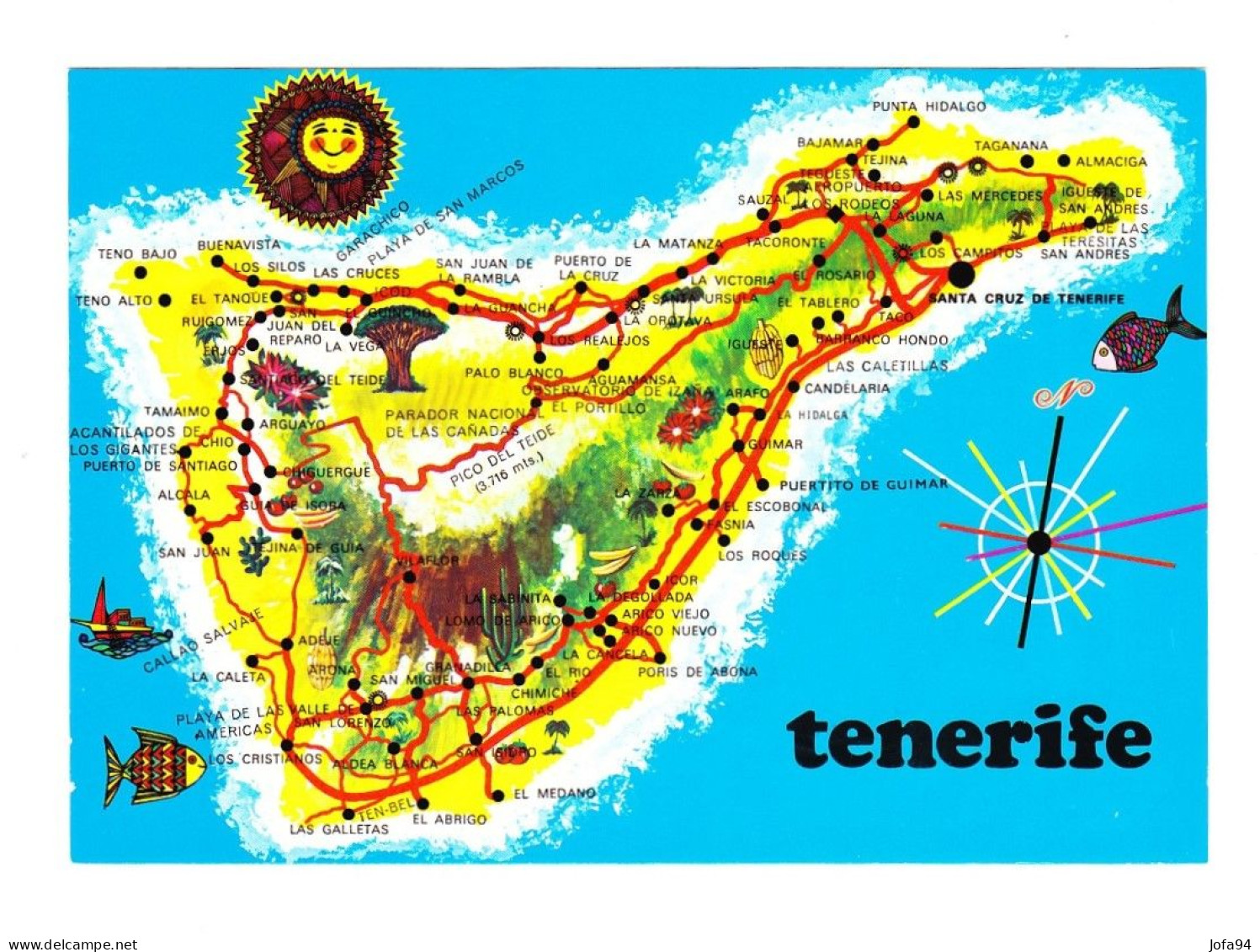 CPM Iles Canaries Tenerife Carte Géographique De L'île Neuve - Tenerife