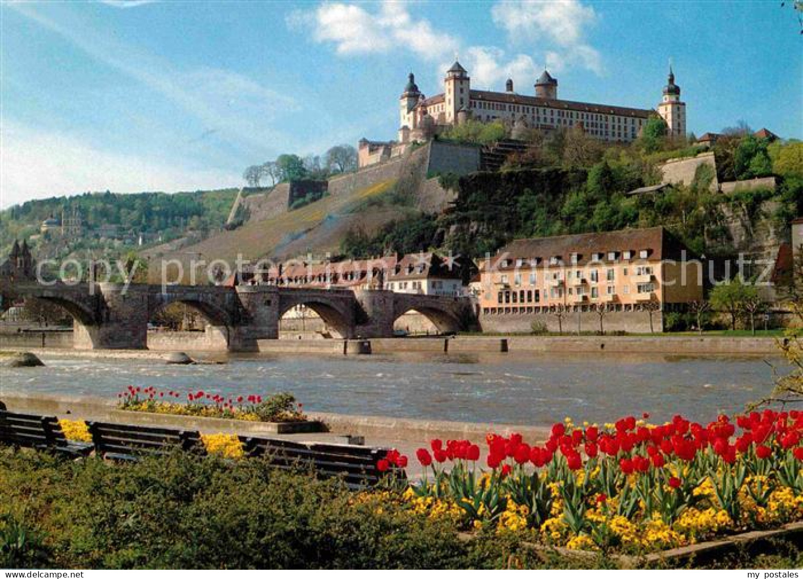 72889076 Wuerzburg Alte Mainbruecke Festung-Marienburg  Wuerzburg - Würzburg