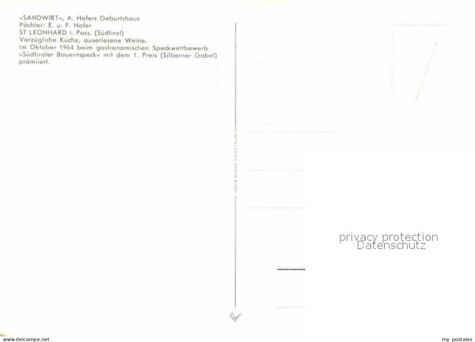 72889060 St Leonhard Passeier Sandwirt A. Hofers Geburtshaus St Leonhard Passeie - Other & Unclassified