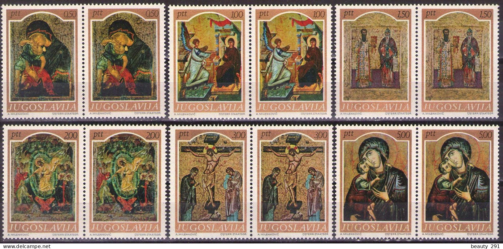 Yugoslavia 1968 - Art - Medieval Icons - Mi 1268-1273 - MNH**VF - Neufs