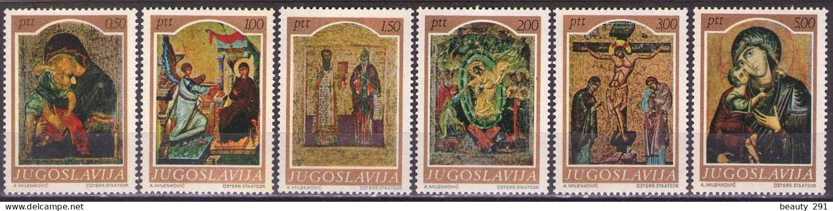 Yugoslavia 1968 - Art - Medieval Icons - Mi 1268-1273 - MNH**VF - Unused Stamps