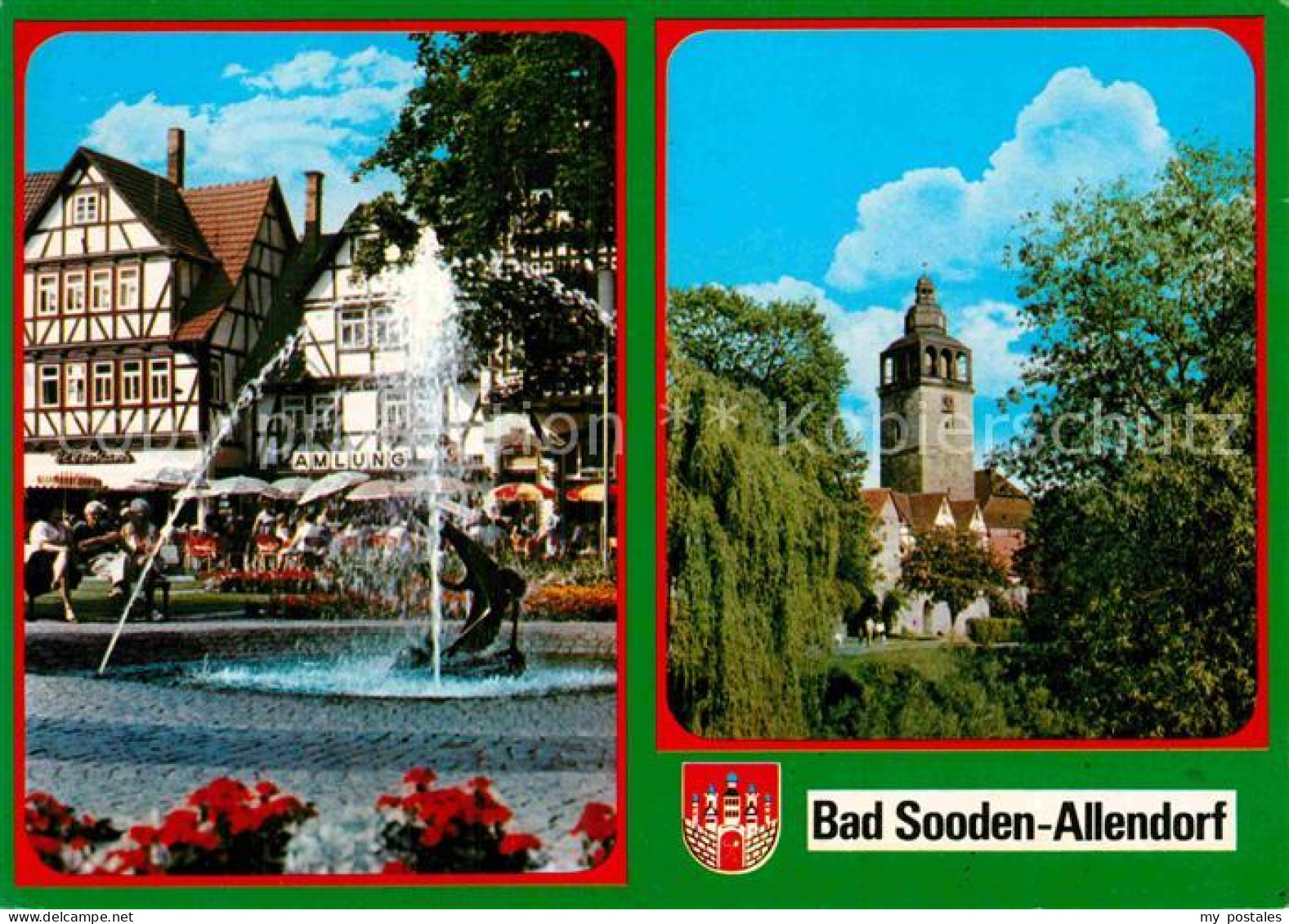 72888376 Bad Sooden-Allendorf Brunnen Marktplatz Fachwerkhaeuser Kirchturm Bad S - Bad Sooden-Allendorf