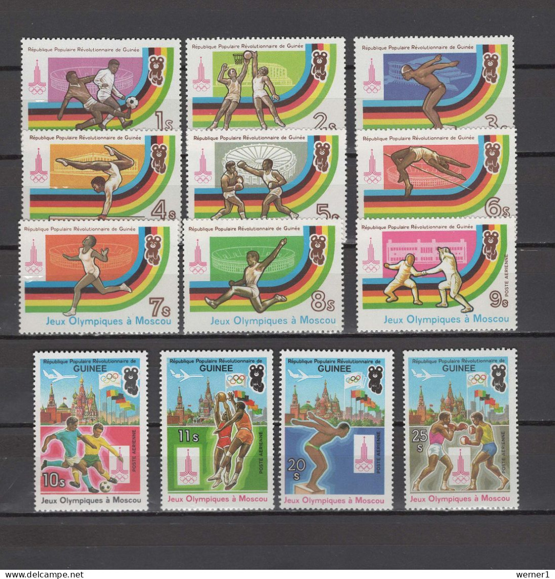 Guinea 1982 Olympic Games Moscow, Football Soccer, Basketball, Fencing, Boxing Etc. Set Of 13 MNH - Ete 1980: Moscou